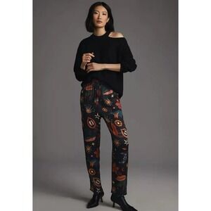 FARM RIO X Anthropologie Cerrado Sky Satin Pants S Celestial Stars Lounge Boho